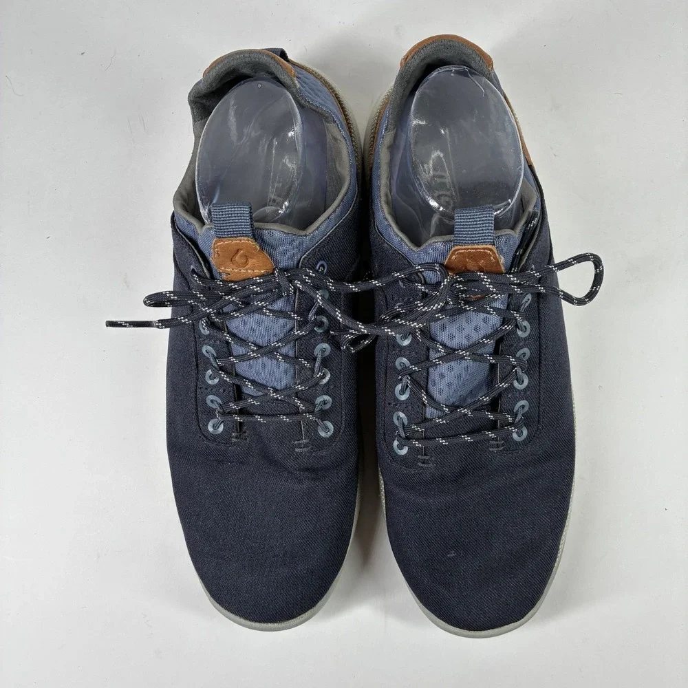 OluKai Nanea Li Men's US 10 Navy Blue Canvas Lace-Up Casual Sneakers 10485-TFVI